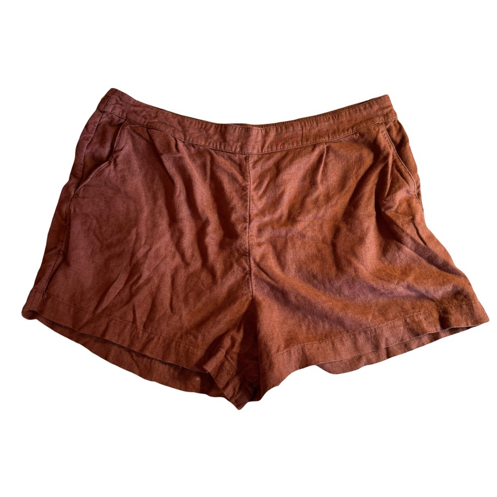 Women's Abercrombie Fitch Linen Blend Pull-On Shorts, Rust, Size XL